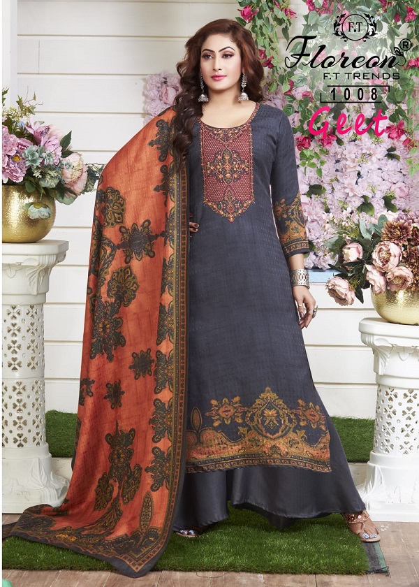 Floreon Geet Festive Embroidery Wear Winter Dress Material Collection